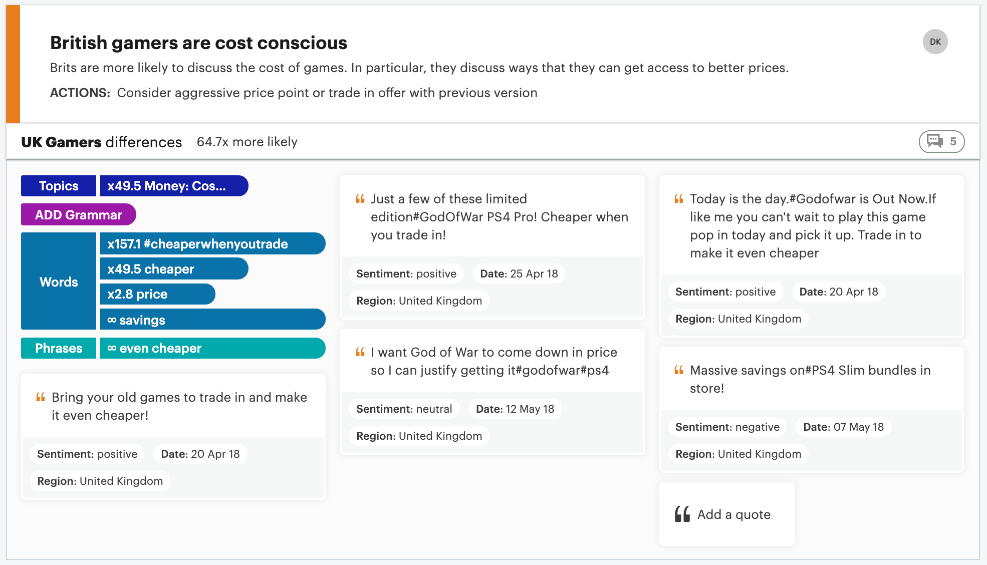 screenshot of Relative Insight
